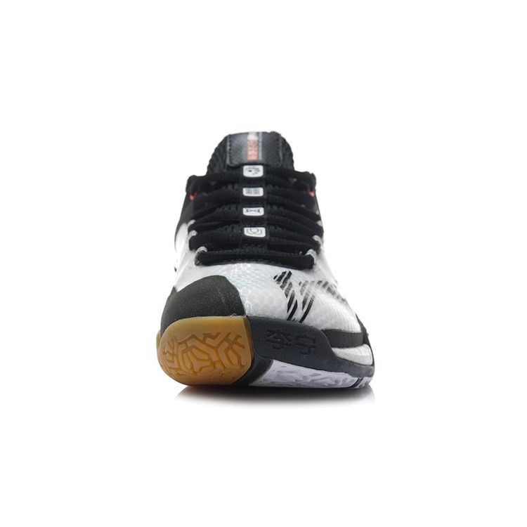 Li Ning Youth Badminton Series Shock Absorbing Breathable Wear Resistant Non Slip Low Top Running Shoes Kids sneakers Black White AYAR036-1