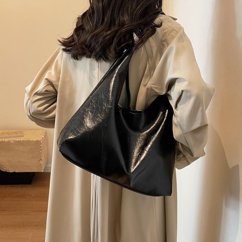 New casual soft leather big bag texture commuting simple shoulder armpit bag going out versatile tote women's bag