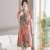 Printed Chiffon Cheongsam Dress - Women's Summer Mom Outfit, Mid-Length Temperament Style.