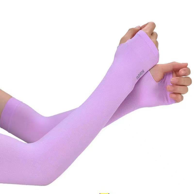 Unisex Summer UV Protection Ice Silk Arm Sleeves - Cool, Thin, Extended Length for Driving