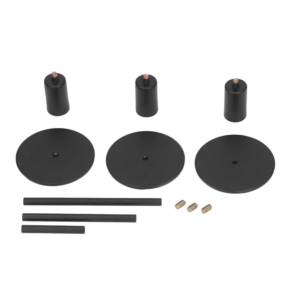 3pcs Black Black Candlestick Holders 3 Heights Round Base Candle Holders  Dining Table