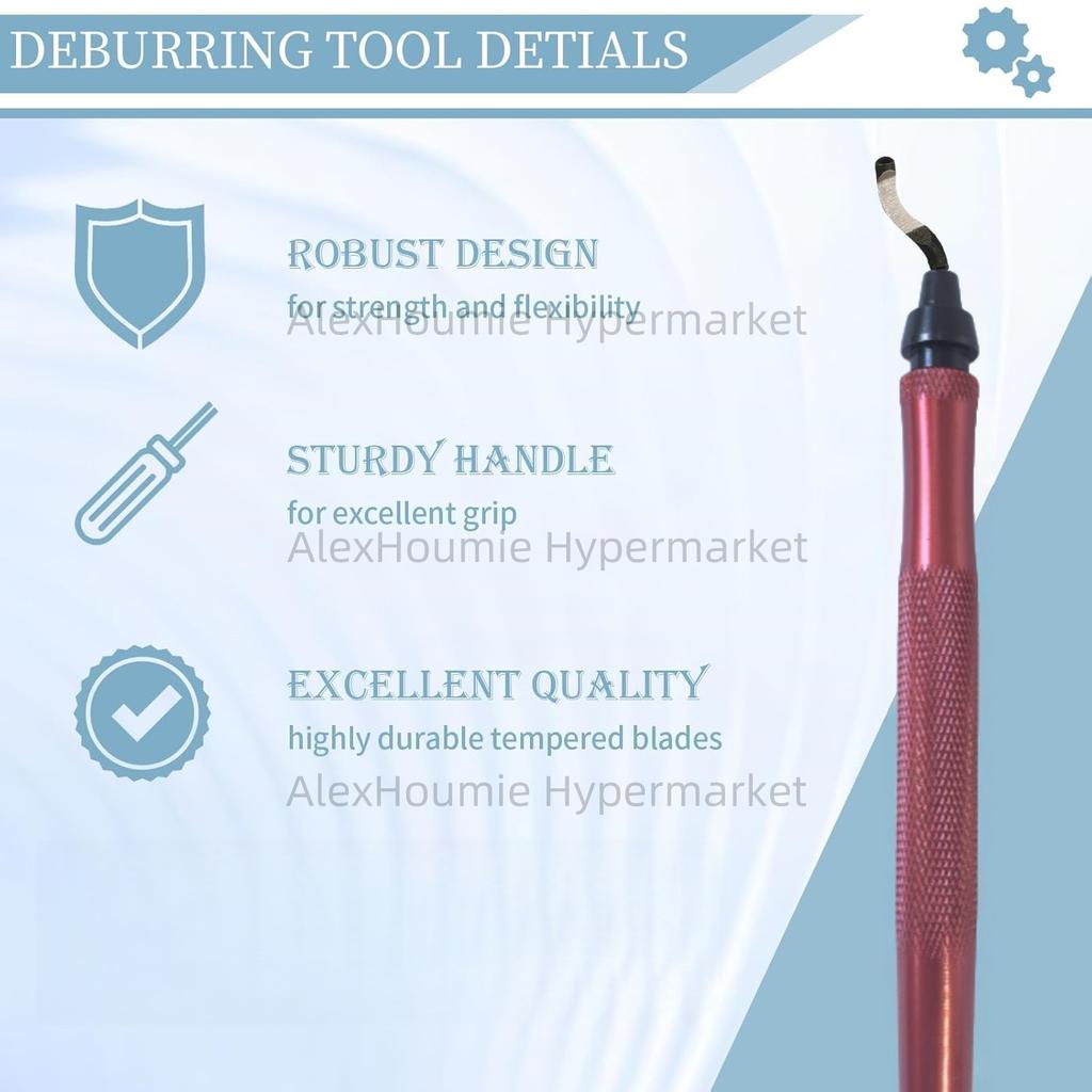 Metal Handle Deburring Tool Kits with BS1010 Blades Deburr Tool Edge Burr Remove 360 Degree Rotary High Grade Swivel Blades