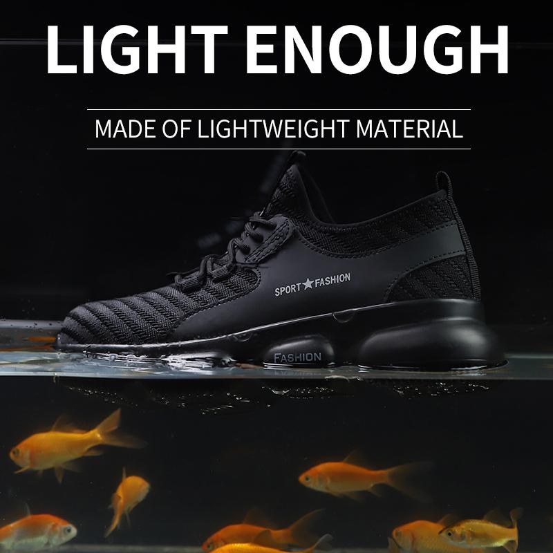 Lightweight Work Safety Shoes Men Women Steel Toe Shoes Plus Size Industrial Safety Boots Breathable Protective Work Sneakers