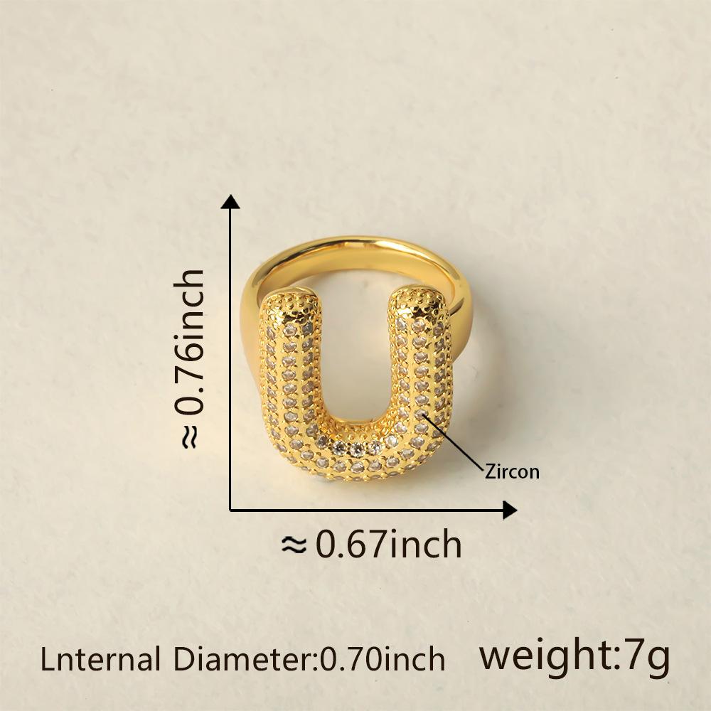 26 Letter Open-Ended Zircon Ring INS Minimalist Series Gift For Friends