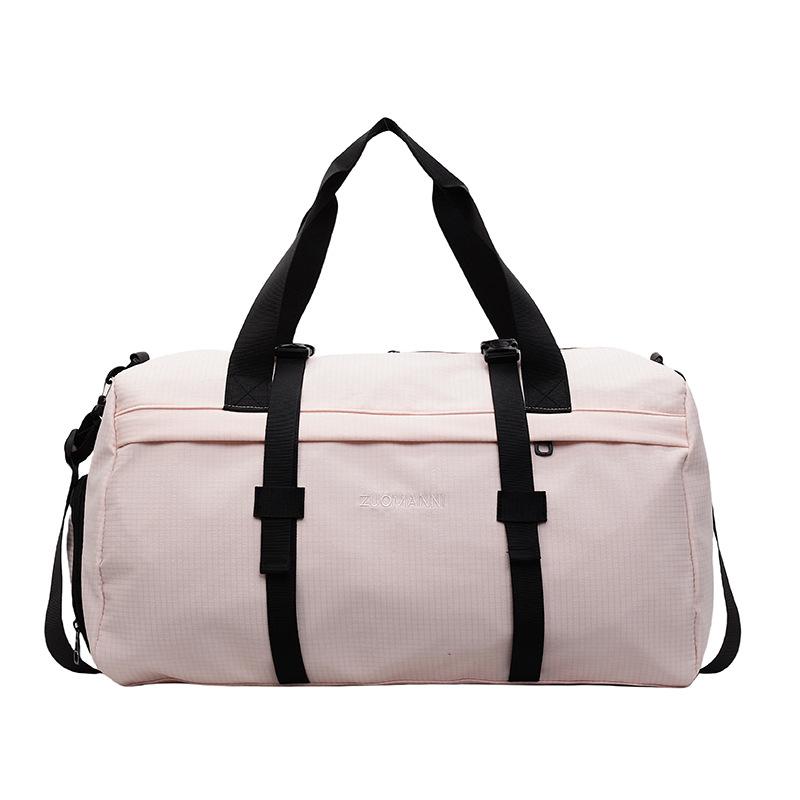 

Large Capacity Sports Fitness Bag Separation Shoes Bags Shoulder Bag Plaid Storage Travel Bag рожевий