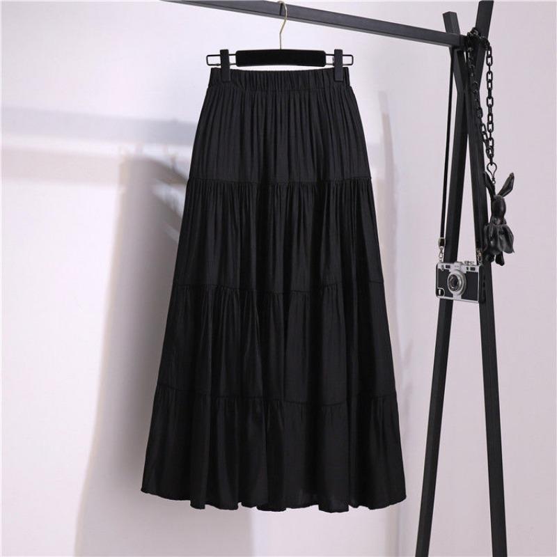 DX~~ New Spliced Cotton and Linen Skirt, Literary Fresh Long Skirt, High-waisted and Versatile, A-line Swing Skirt, Casual Skirt