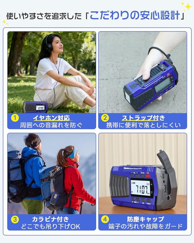 [Recommended by Disaster Prevention Specialists - Upgraded Model] Greeshow Disaster Prevention Radio, Digital Tuning, 5000mAh High Capacity, Multifunc