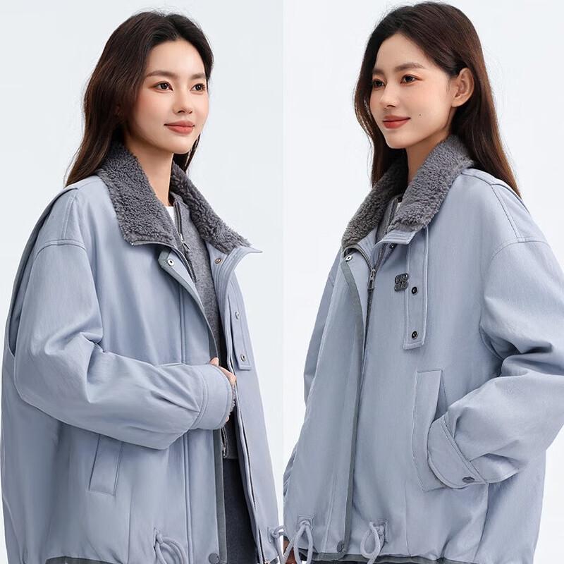 Yaya Women's Short Coral Fleece Stand Collar Down Jacket