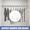 Tension Rod Holders For Wall 2X Acrylic Wardrobe Pipe Bracket Invisible Pipe Retainer Adhesive Shower Rod Tension Retainer
