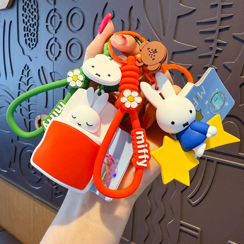 New Kawaii Miffy Rabbit Keychain Cartoon Couple Backpack Pendant Car Key Accessories Creative Festival Gifts