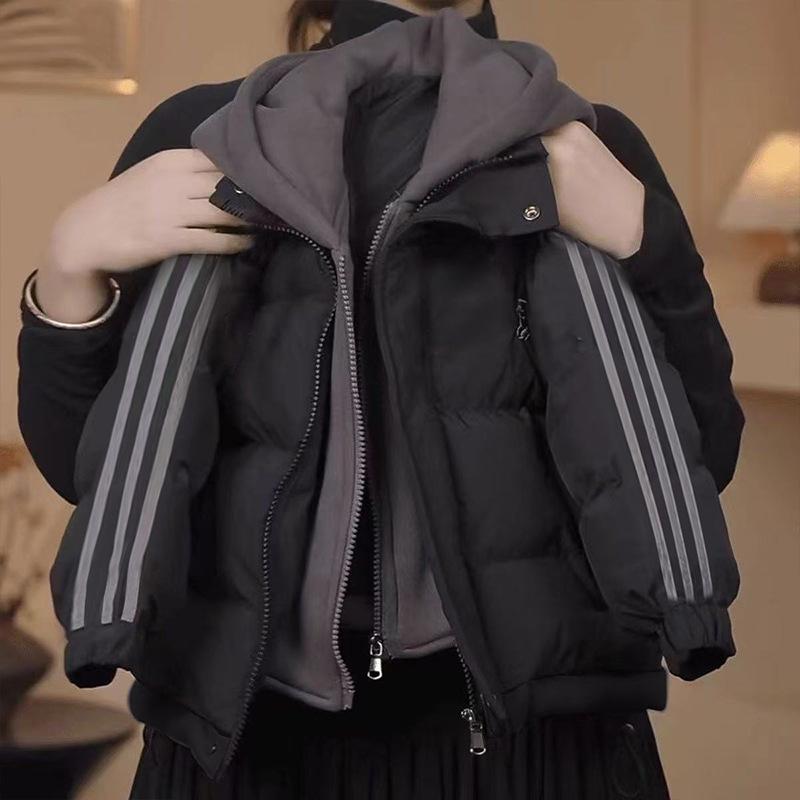 

Детская зимняя толстая хлопковая куртка 2025 - Двухслойное пальто с капюшоном для мальчиков и девочек 160 for height 138-146cm чёрный