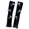 Japanese Ballet Style JK Girl Women Ribbed Knit Leg Warmer Sweet Small Bow Lettuce Hem Boot Cuffs Leg Cover Long Socks