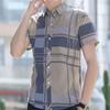 Fashion Shirt Men's Summer Short-sleeved Plaid Casual Slim Trend Non-iron Anti-wrinkle Shirt Blouse Men