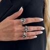 Minimalist Acrylic Rhinestone Open Ring for Women Fashion Heart Square Gray Crystal Adjustable Knuckle Ring Party Jewelry Gifts