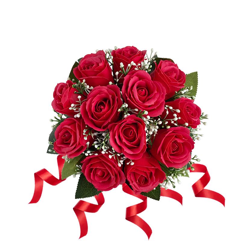 

Artificial Rose Bridal Bouquet with Certificate for Wedding Photos and Bridesmaids