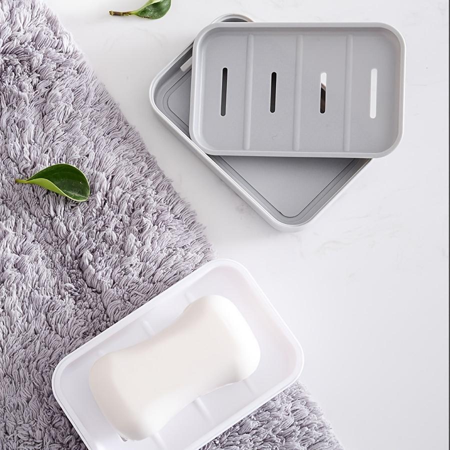 1pc Double-Layer Soap Dish with Drainage Holes - Durable Plastic Rectangular Soap Holder for Bathroom & Travel, Hygienic Drainage Design