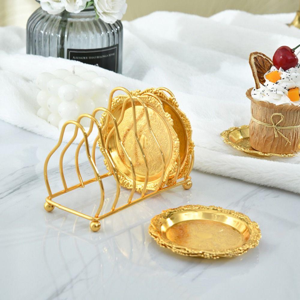

Iron Storage Tray Exquisite Pastry Display Plate Desktop Ornament Fruit Plate Set Jewelry срібний