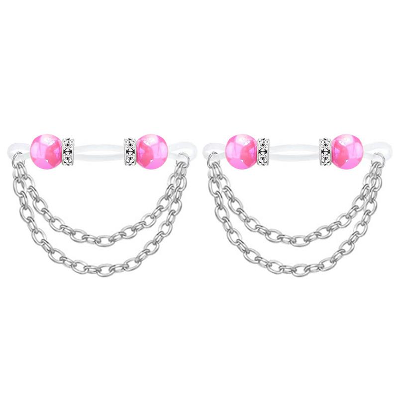 1pair Cute Rhinestone Fake Nipple Rings Non Piercing Nipple Cuff For Women Intimate Body Jewelry Accessory Gift