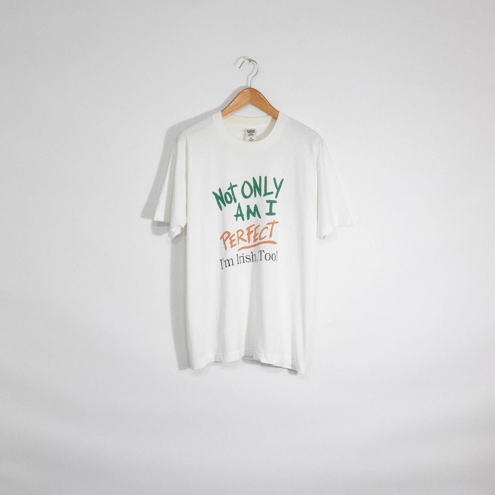 Vintage 90s Funny Irish T Shirt XL - Humor Distressed Faded Single Stitch S