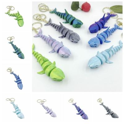 PLA 3D Printed Whale Keychain Multi-jointed Movable 3D Printed Animals Figurine Scale Ratio Model Ornaments Realistic Shark Key Ring