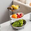 Pabei Three-Tier Ceramic Fruit Plate with Silver Stand