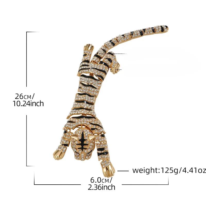 Women Men Exaggerated Tiger Brooch, Large Luxury Rhinestone Animal Pin Jewelry