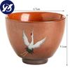 Ceramic Master Tea Cup Household Retro Kung Fu Drinkware Office Teacups Cnese Hand Painted Crane Tea Bowl Pottery Water Mug