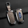 Metal Leather Car Smart Key Case Protect Shell For Ford Explorer Edge Escape Bronco F-150 Mustang Focus MK4 Kuga Taurus Sticker RM9