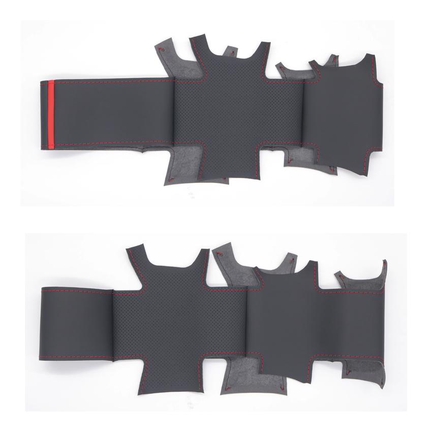 Черный искусственный кожаный нескользящий мягкий чехол на руль автомобиля — фото 7