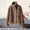 Sibaoshe Women's Lapel Faux Shearling Coat