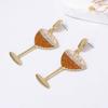 Exquisite fashion light luxury niche design sense alloy zircon personalized wine bottle wine glass series women's earrings