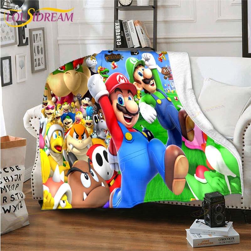 Mario Bros Blanket High Quality Flannel Warm Soft Plush on The Sofa Bed Blanket Suitable for Air Conditioning Blanket
