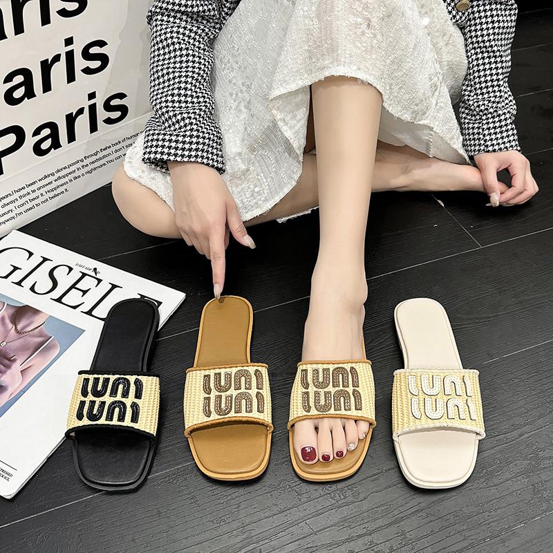 Letní dámské pantofle Plážové ležérní Odolné Vodotěsné pantofle Dovolená Retro Pletené Plážové pantofle Mujer De Zapatillas