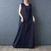 DIMANAF 2026 New Women Plus Size Summer Vintage Lady Long Dress Sleeveless Vest Loose Oversize Maxi Sundress Solid Cotton Linen