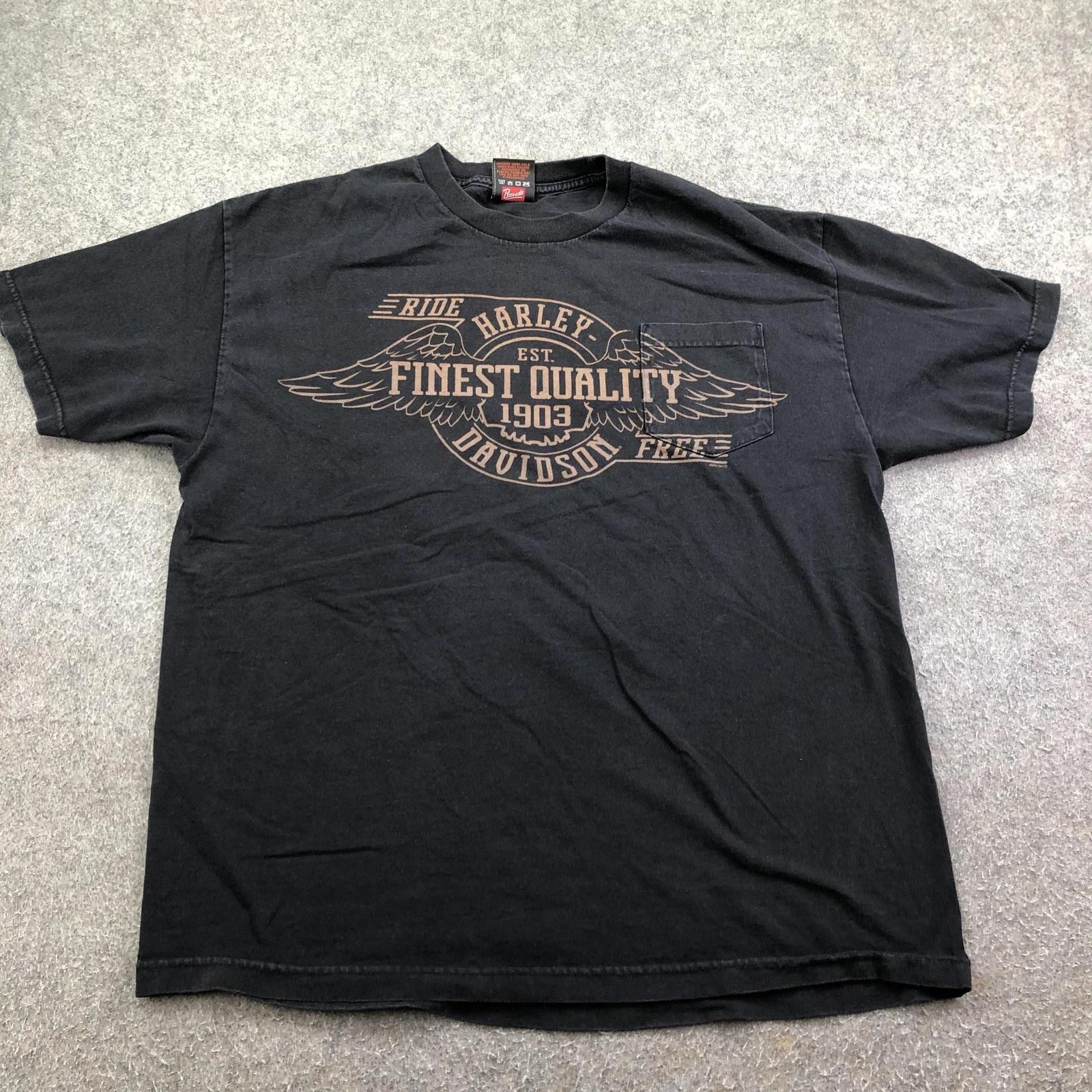 

Harley-Davidson Shirt Mens XL Black Finest Quality Pocket Graphic Tee Niagara L