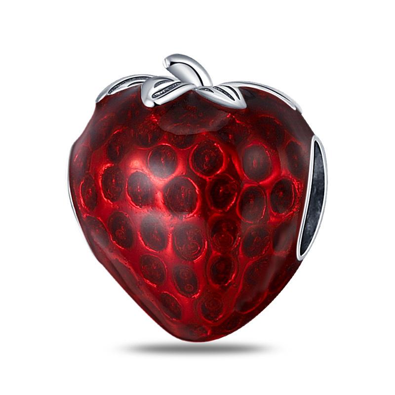

Charm Bead Components Bead Component Copper Metal Bright Red Strawberries Dangle Compatible With Bangle Bracelet High Quality Fine Jewelry Necklace