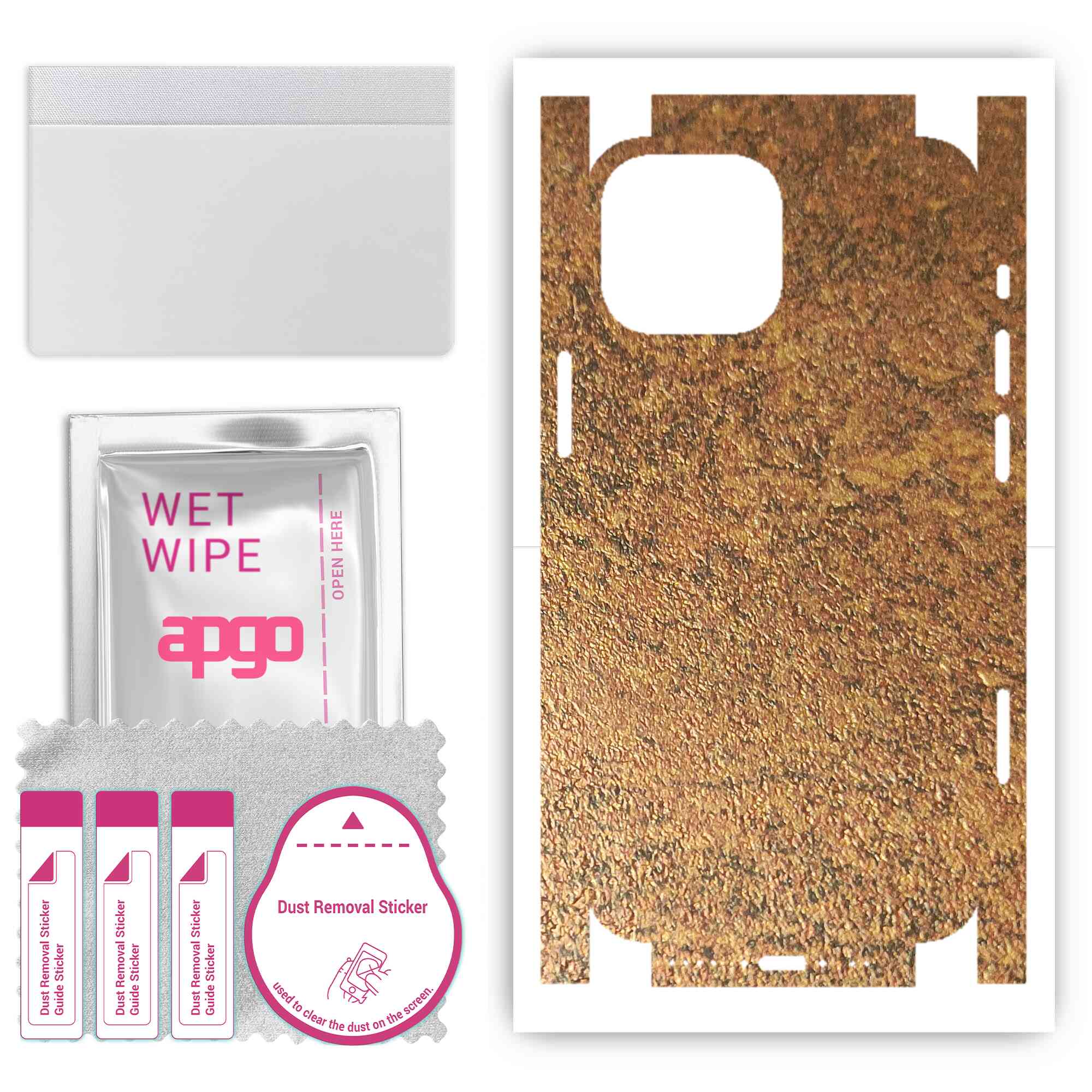 

Apgo Protective Skin Sticker for the back+sides compatible with Apple iPhone 13 mini, Full Wrap Film, Foil, Vinyl - Pattern Rusty Copper