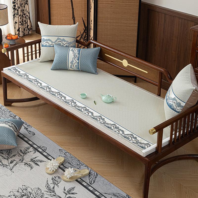 Chinese Printed Summer Cooling Sofa Cushion Luxury Ice Rattan Sofa Cover For Living Room Skin-Friendly Antiskid Recliner Cover