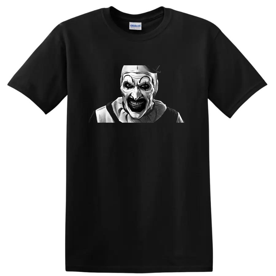 Horror Killer Clown T Shirt Black White Comic Art Slasher Halloween Scary Tee