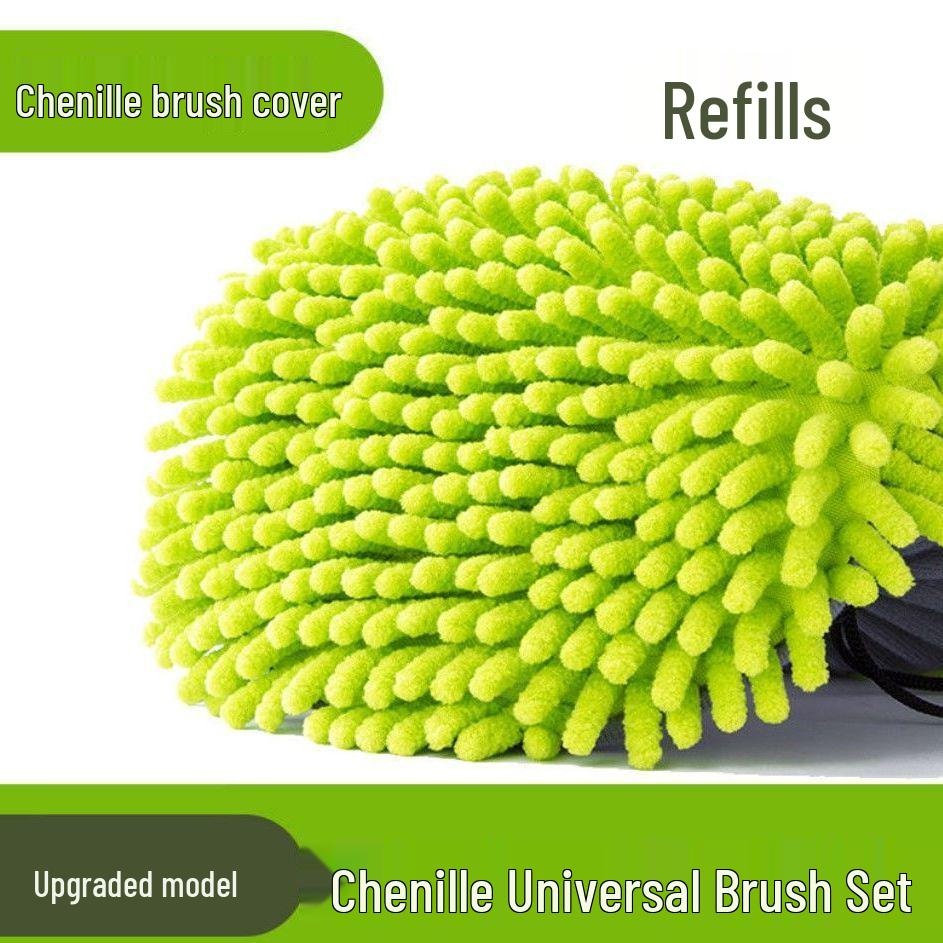Retractable Chenille Car Wash Mop and Brush - Car Cleaning Tools Green