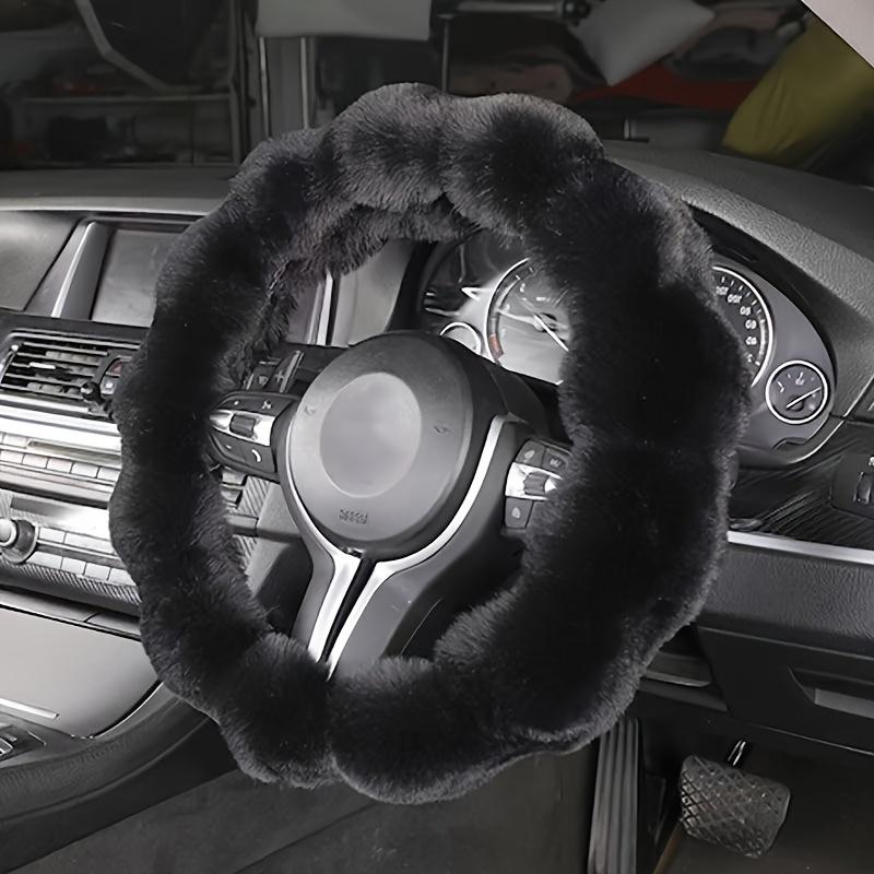 Capa de Volante Fofa Rosa Claro Antiderrapante Ajuste Universal Acessório Interior de Carro com Empunhadura Estilosa