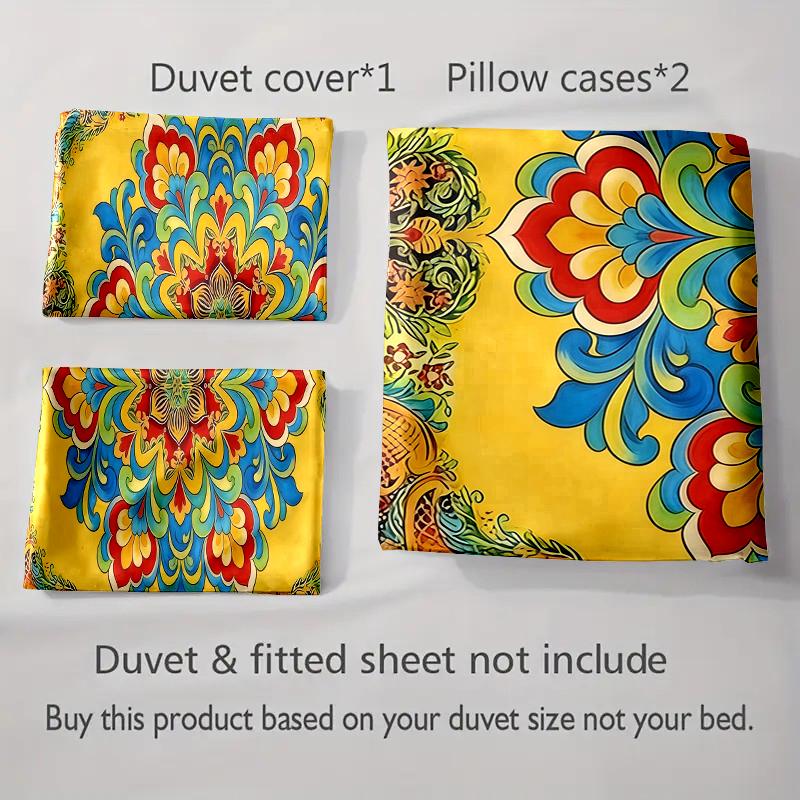 Vibrant, symmetrical, floral. Bedding Duvet cover sets Duvet covers Pillowcases gifts (1 * Duvet Cover 2 * Pillowcases, without duvet insert)