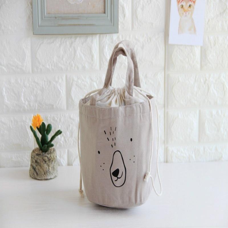 2018 cloth expression insulated lunch box bag ice packs Nordic style cotton cooler bag cartoon porta