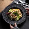 Frosted Ceramic Plate Salad Plate Pasta Dish Thick Soup Plate Serving Dish Hammer Pattern Straw Hat Plates Restaurant Tableware