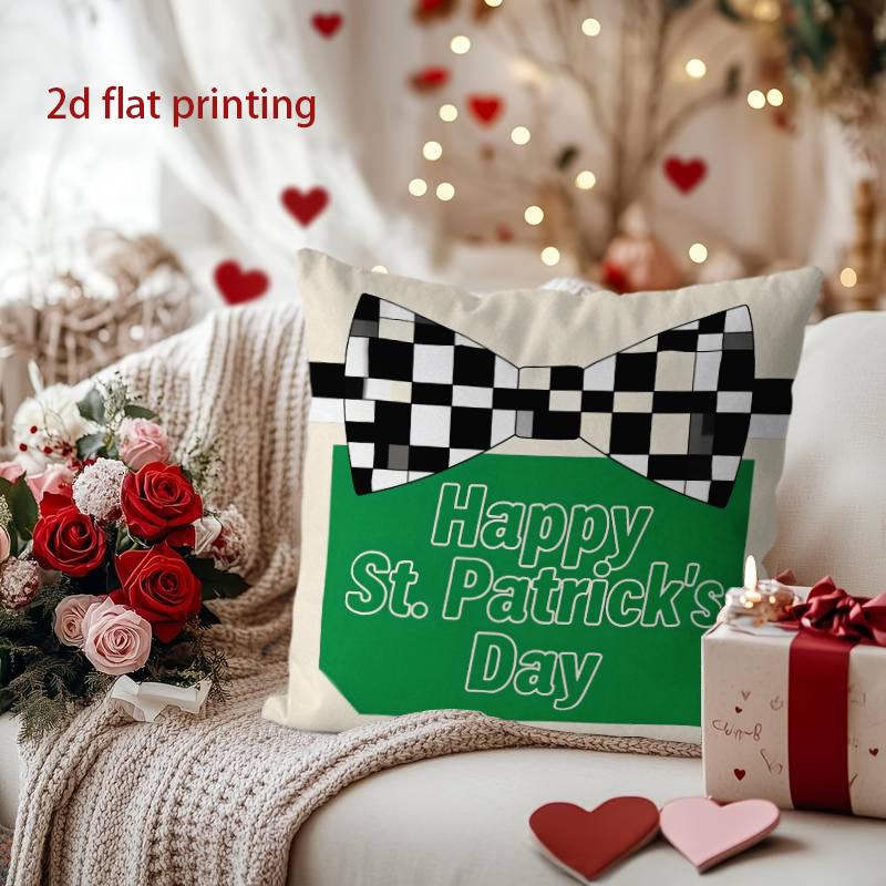 Happy St. Patrick's Day Decorative Pillow Cover Pattern Cushion Cover Suitable for Sofa Bedroom Car Pillow Cover