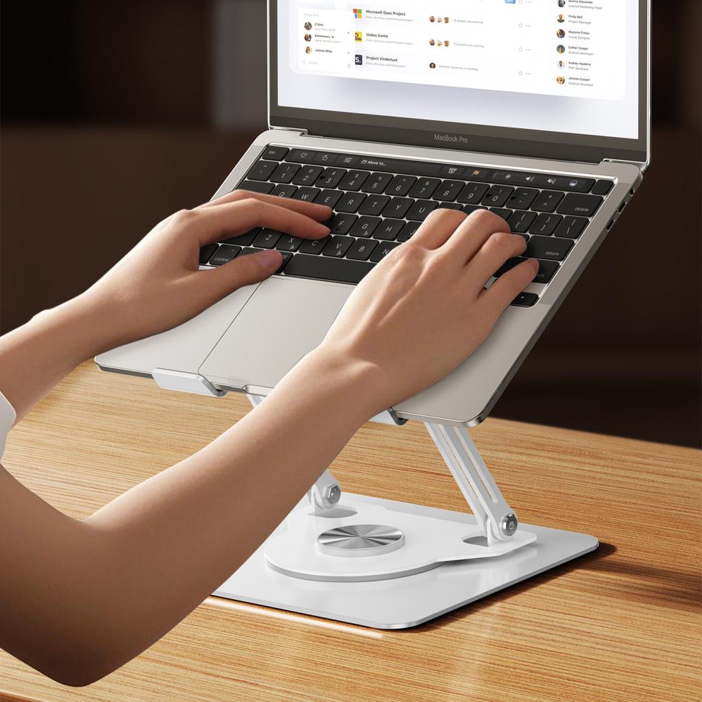 J61 12-17.3 inch Tablets Laptop Stand Height Adjustable Rotating Foldable Carbon Steel Notebook Desktop Holder Riser