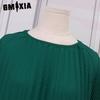 GMXIA Women Casual Summer Short Sleeve Round Neck Pleated Dress