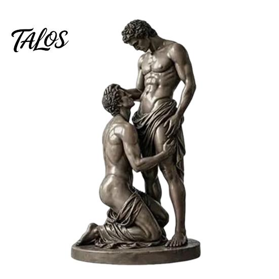 Distressed Bronze Statue Ornament, Mythology Collectible Bookshelf Vintage Ornament with Texture Anniversary Gift Sculpture Wrinkled Clothing Pattern