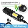 Mini Rechargeable LED Flashlight Use XPE COB Lamp Bead Double Light Source Flash Light for Adventure Camping Fishing Mountaineer