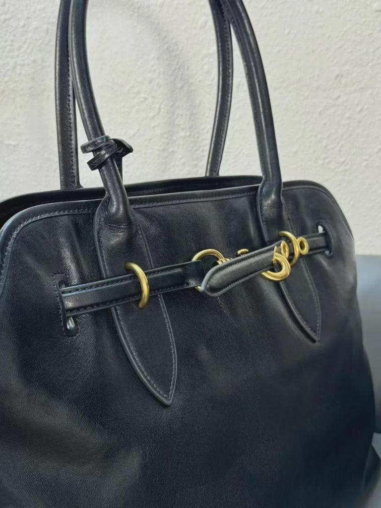 Vintage Genuine Leather Cowhide Tote - Large Capacity Handbag for Women